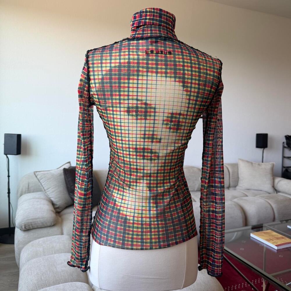 Jean Paul Gaultier Femme AW2001 Marlene Dietrich Print Power Net Turtleneck Top - Picture 6 of 8